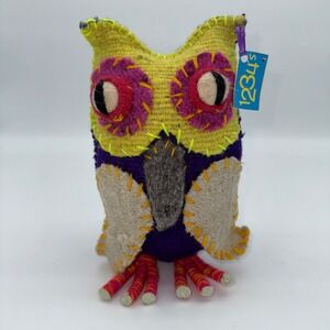 123s Handcrafted Stuffed Owl Toy Colorful Folk Art Whimsical Home Decor